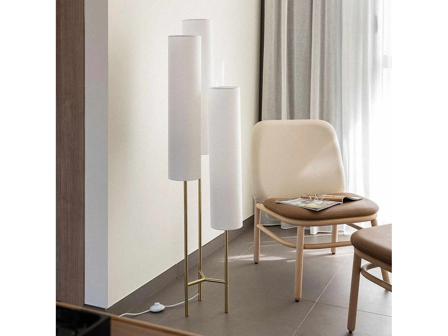 Lampadaire Métal Senza Blanc