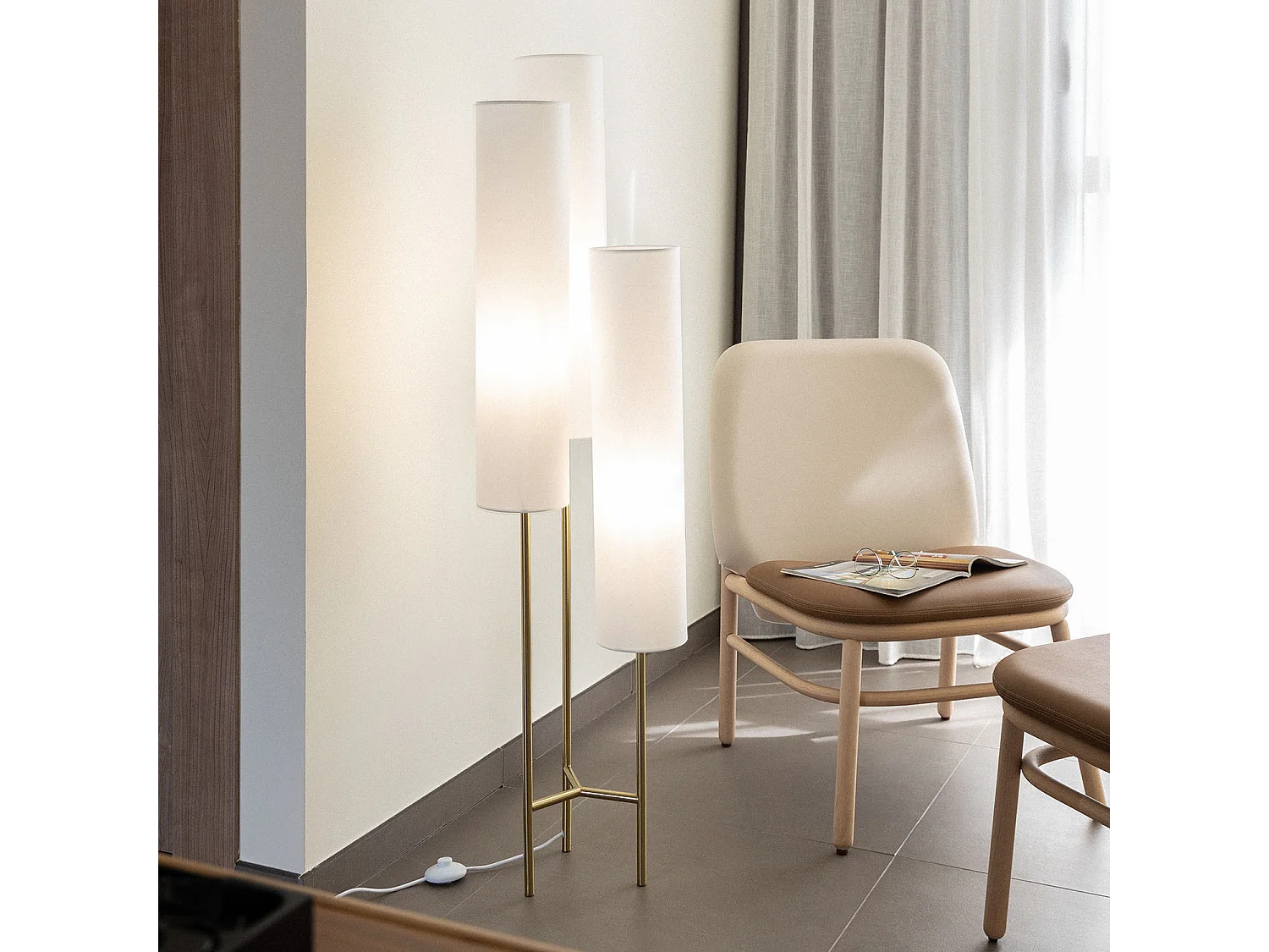 Lampadaire Métal Senza Blanc