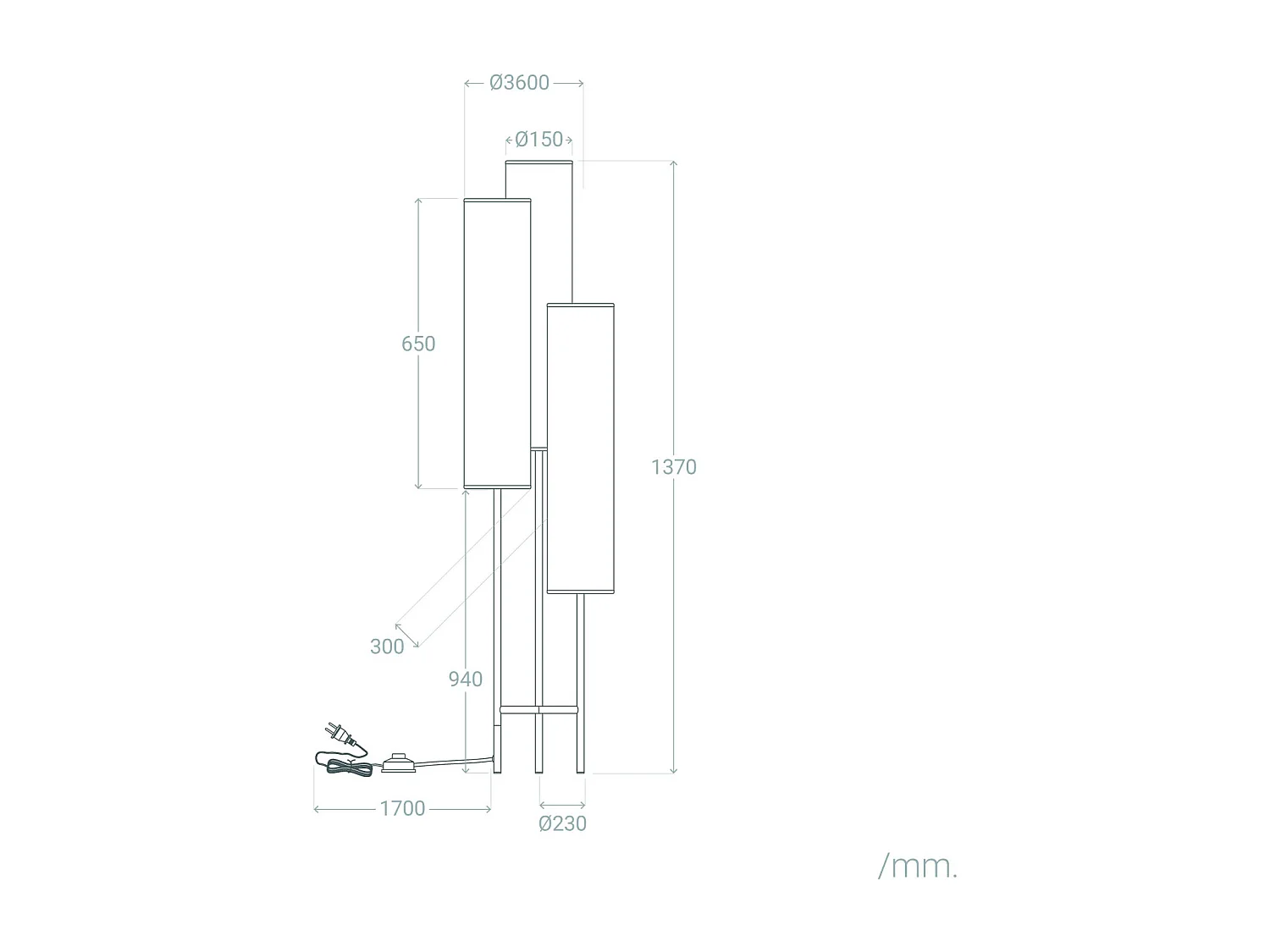Lampadaire Métal Senza Blanc
