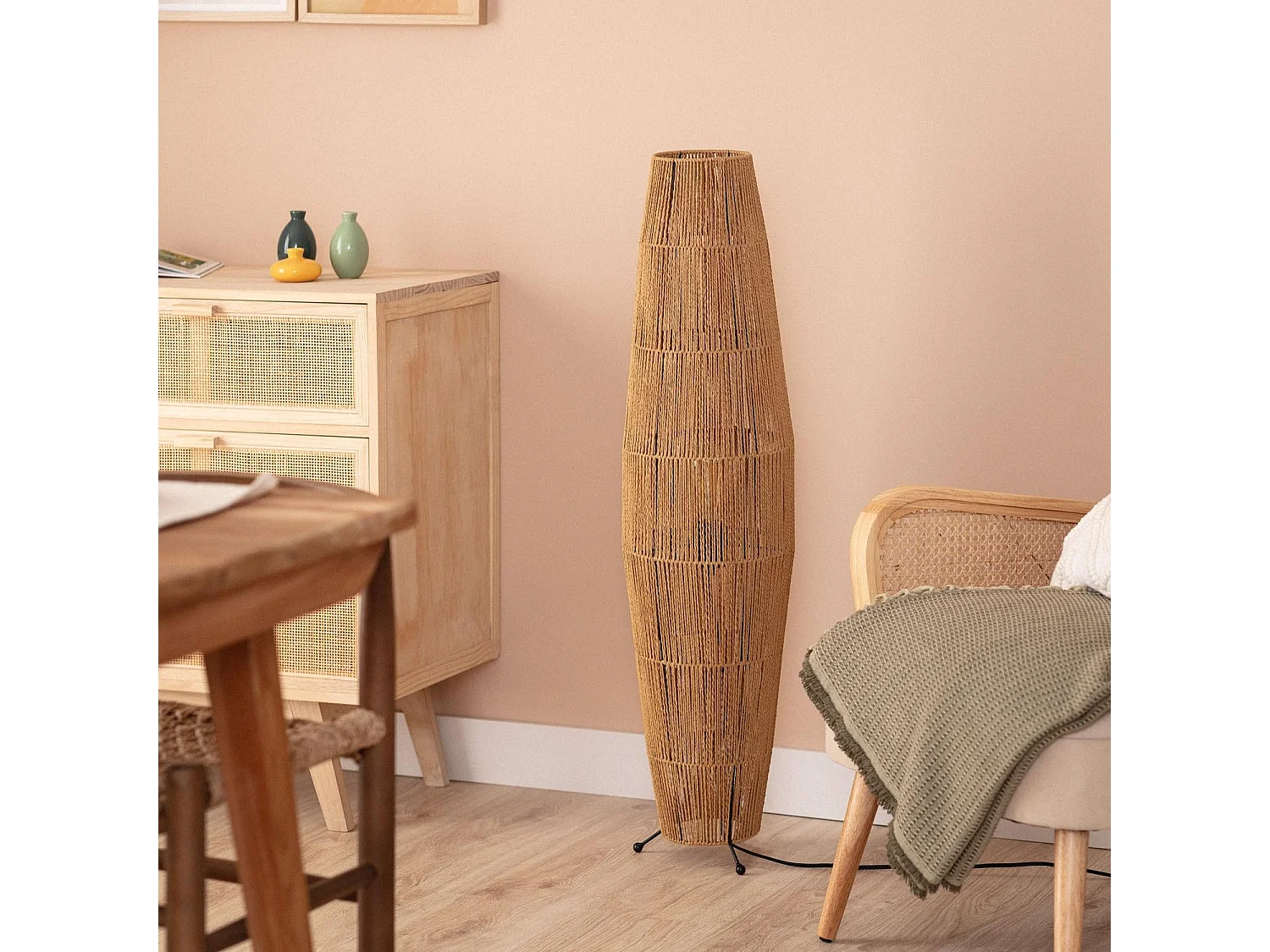 Lampadaire Papier Tressé Mahali  Naturel