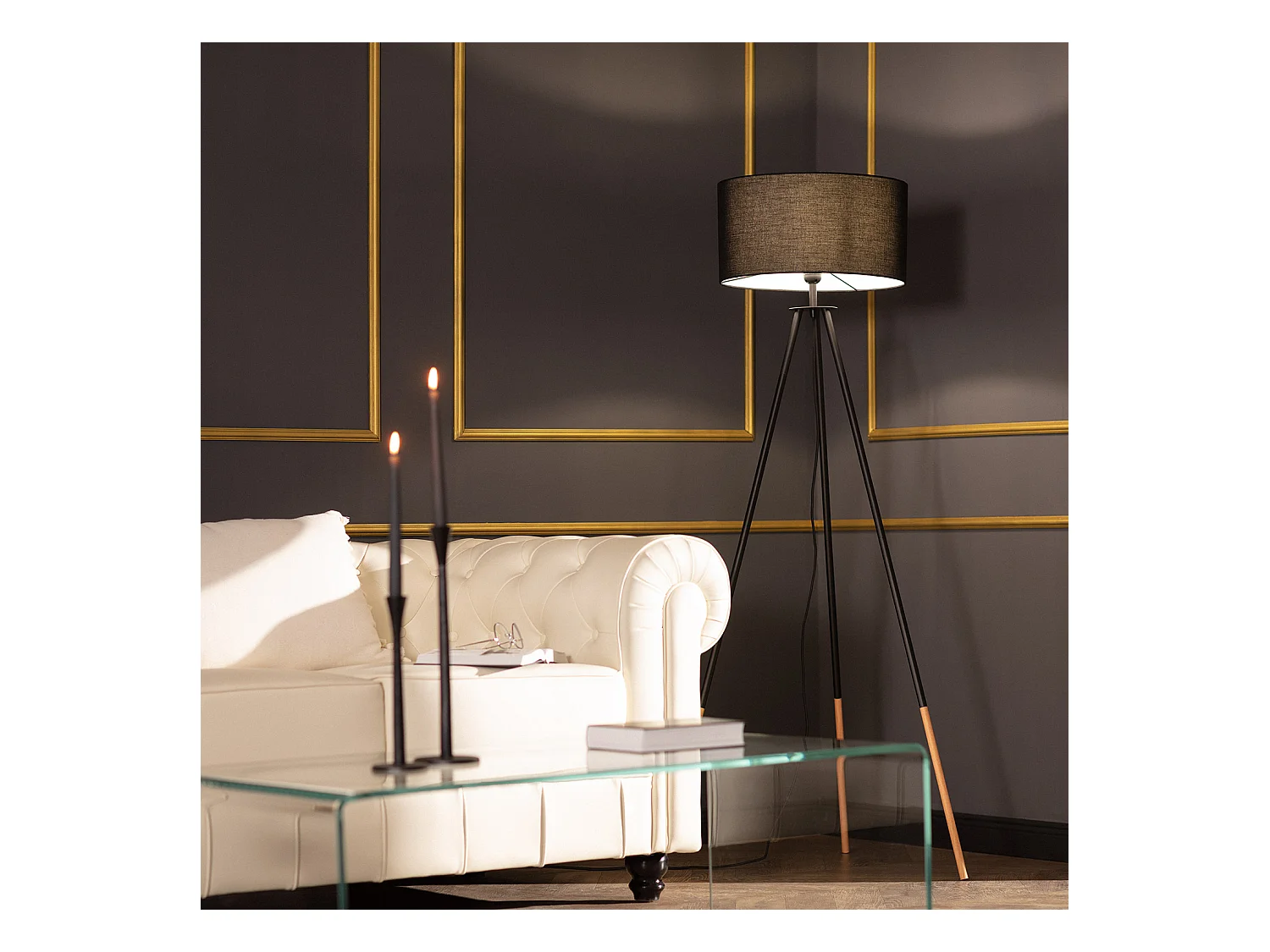 Lámpara de Pie Kathathu Negro