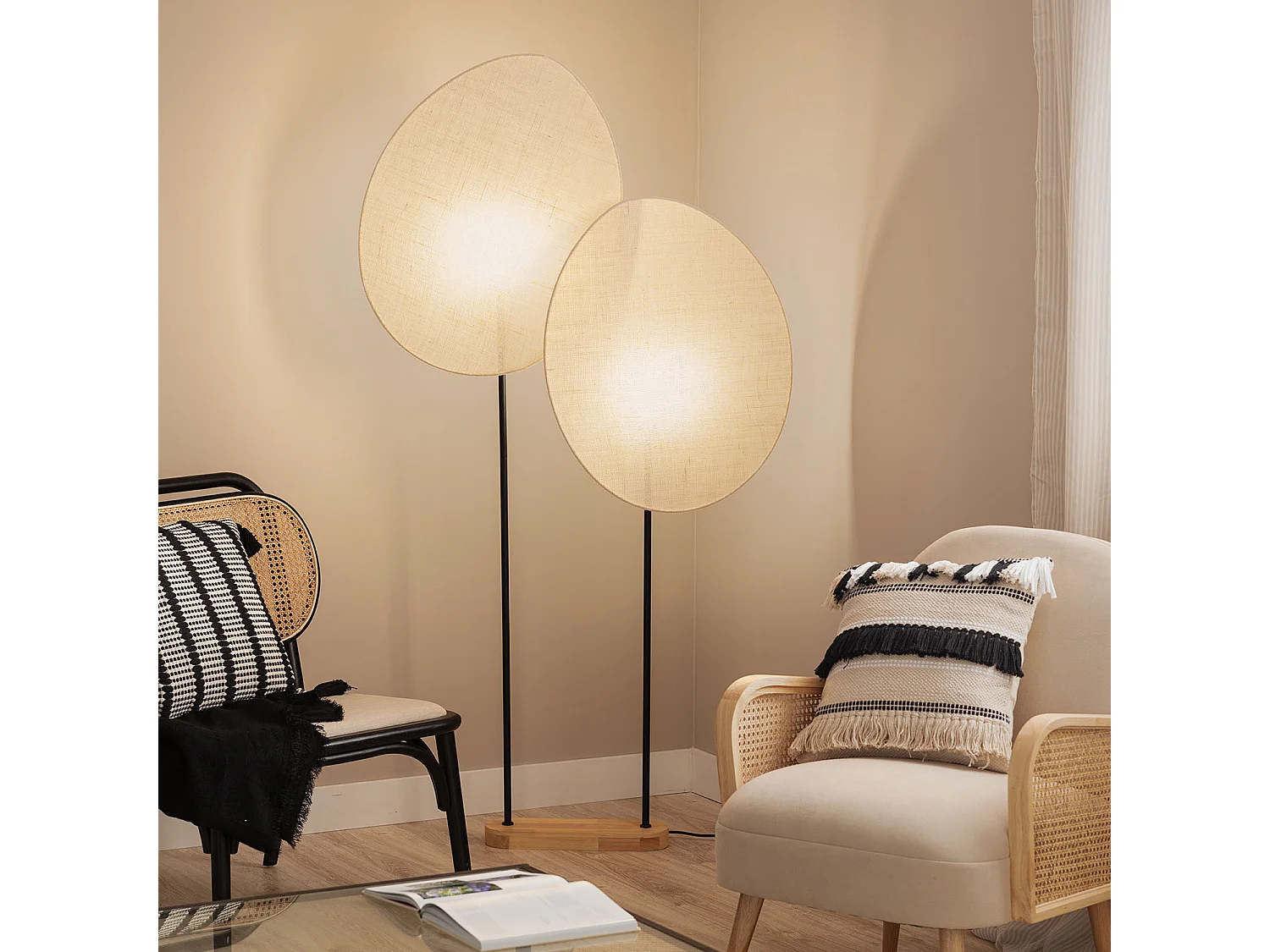 Lampadaire Métal et Textile Elliptica Noir