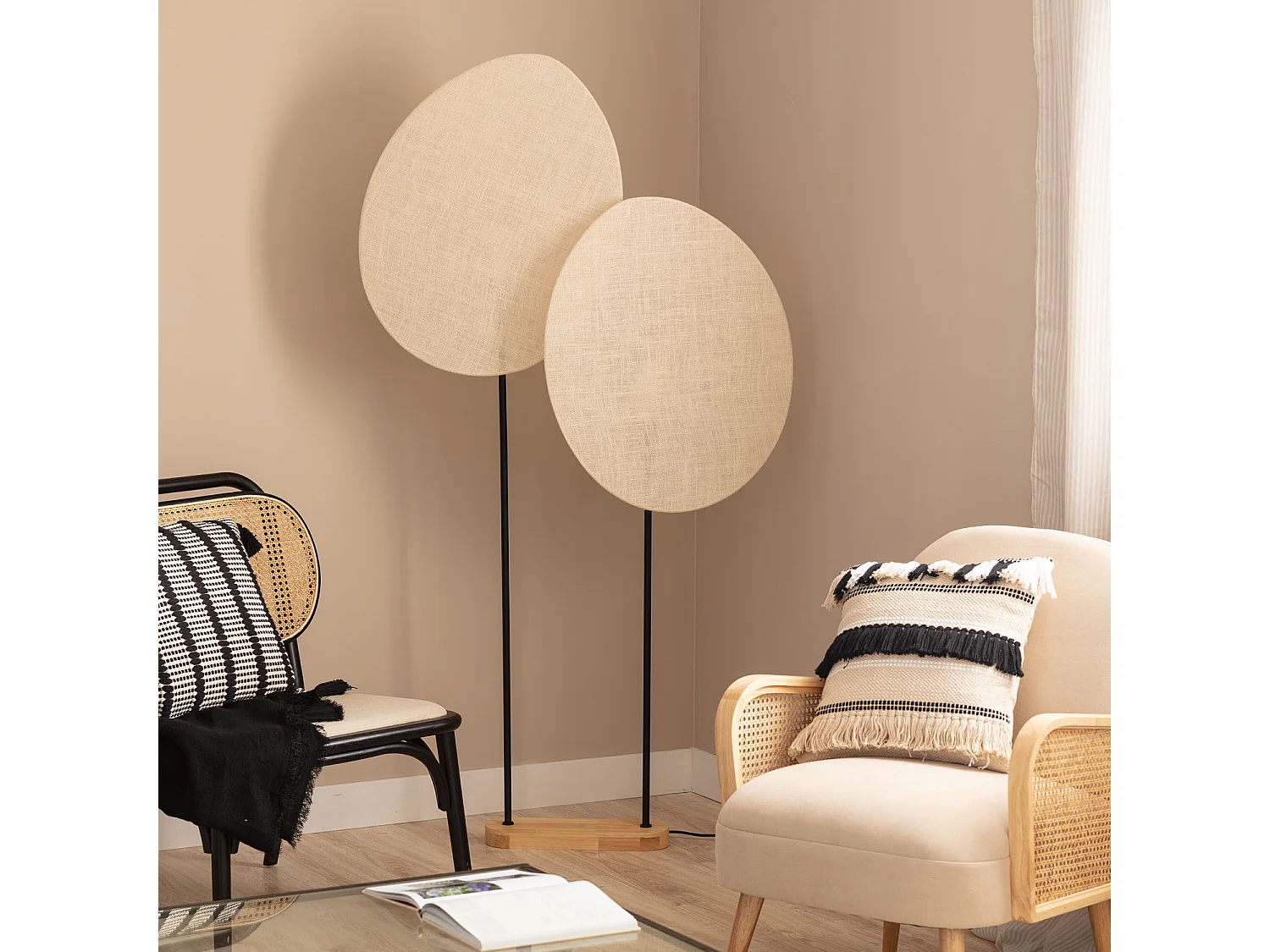 Lampada da Terra Metallo e Tessuto Elliptica Nero