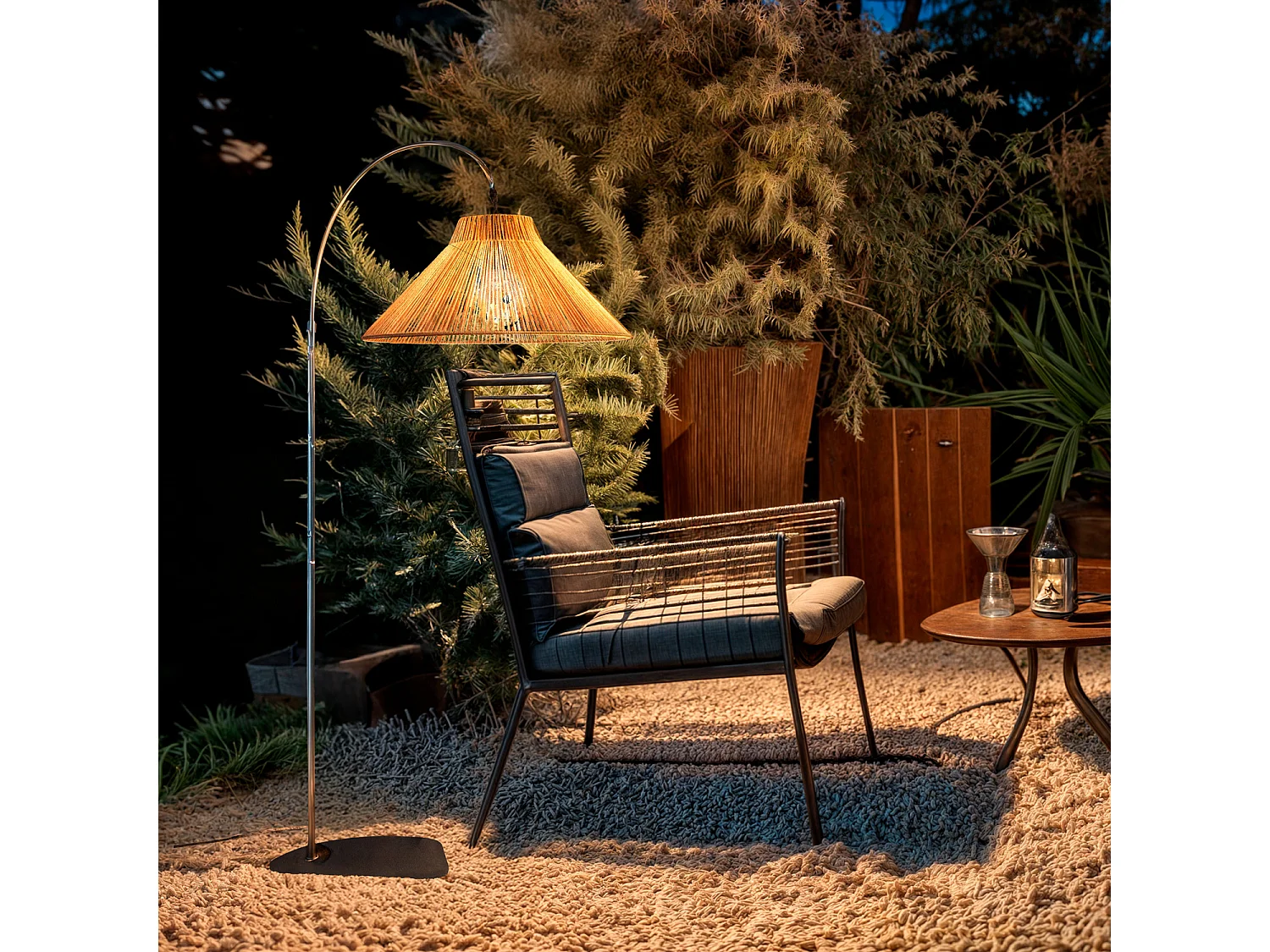 Lampadaire Extérieur Métal et Corde Montreal  Naturel