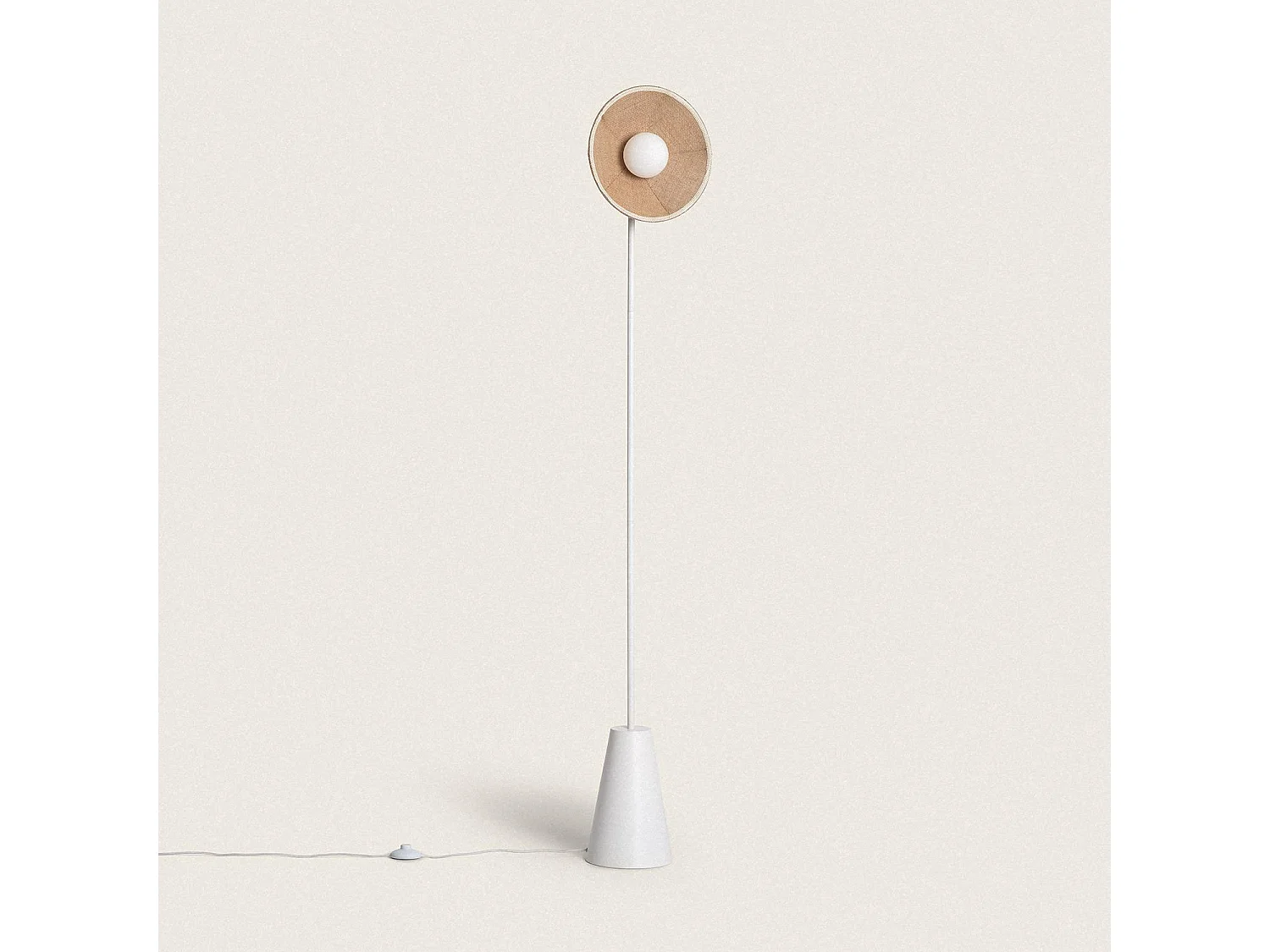Lampadaire Raphia et Verre Erede Naturel