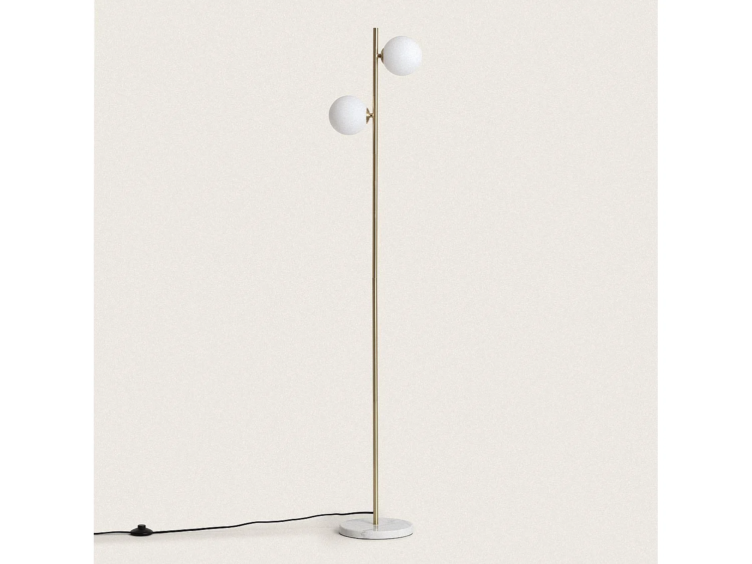 Lámpara de Pie Metal y Cristal Lune Blanco