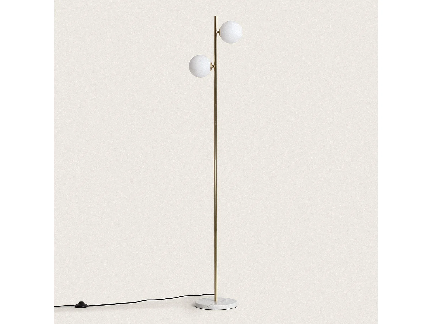 Lámpara de Pie Metal y Cristal Lune Blanco