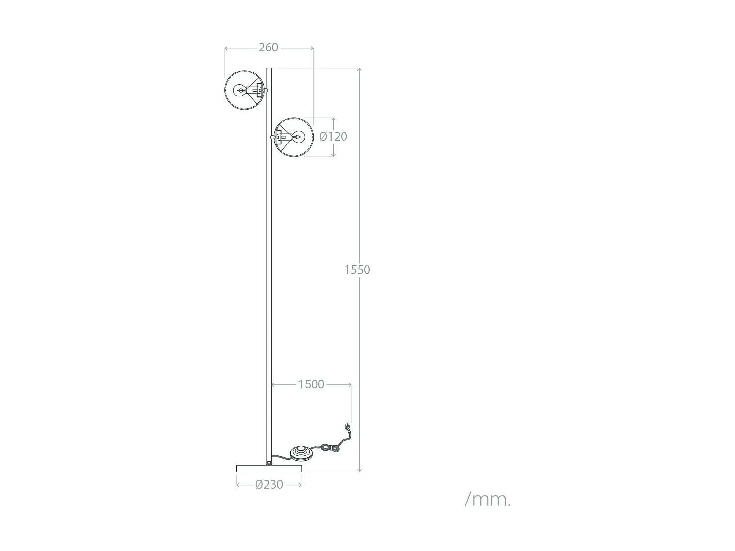 Lámpara de Pie Metal y Cristal Lune Blanco