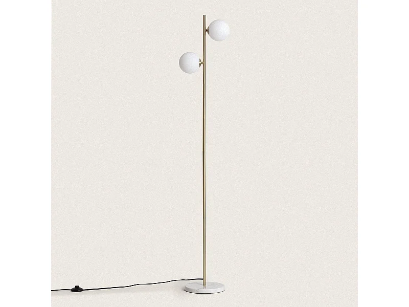 Lámpara de Pie Metal y Cristal Lune Blanco