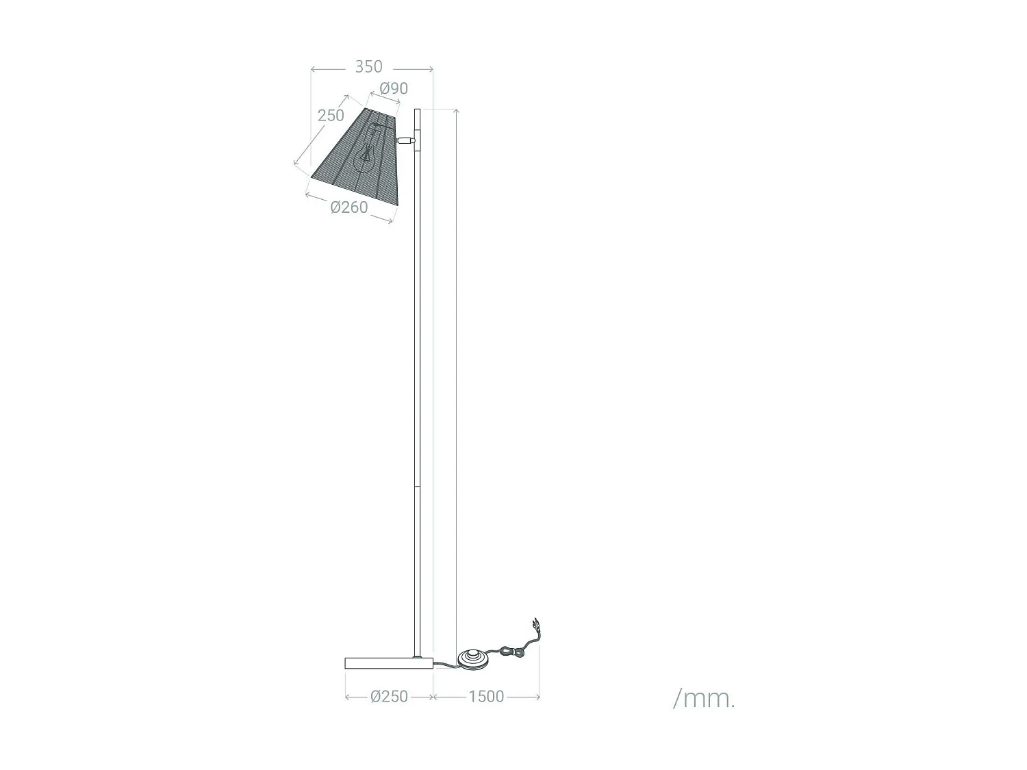 Lampada da Terra Metallo e Rattan Cesto Nero