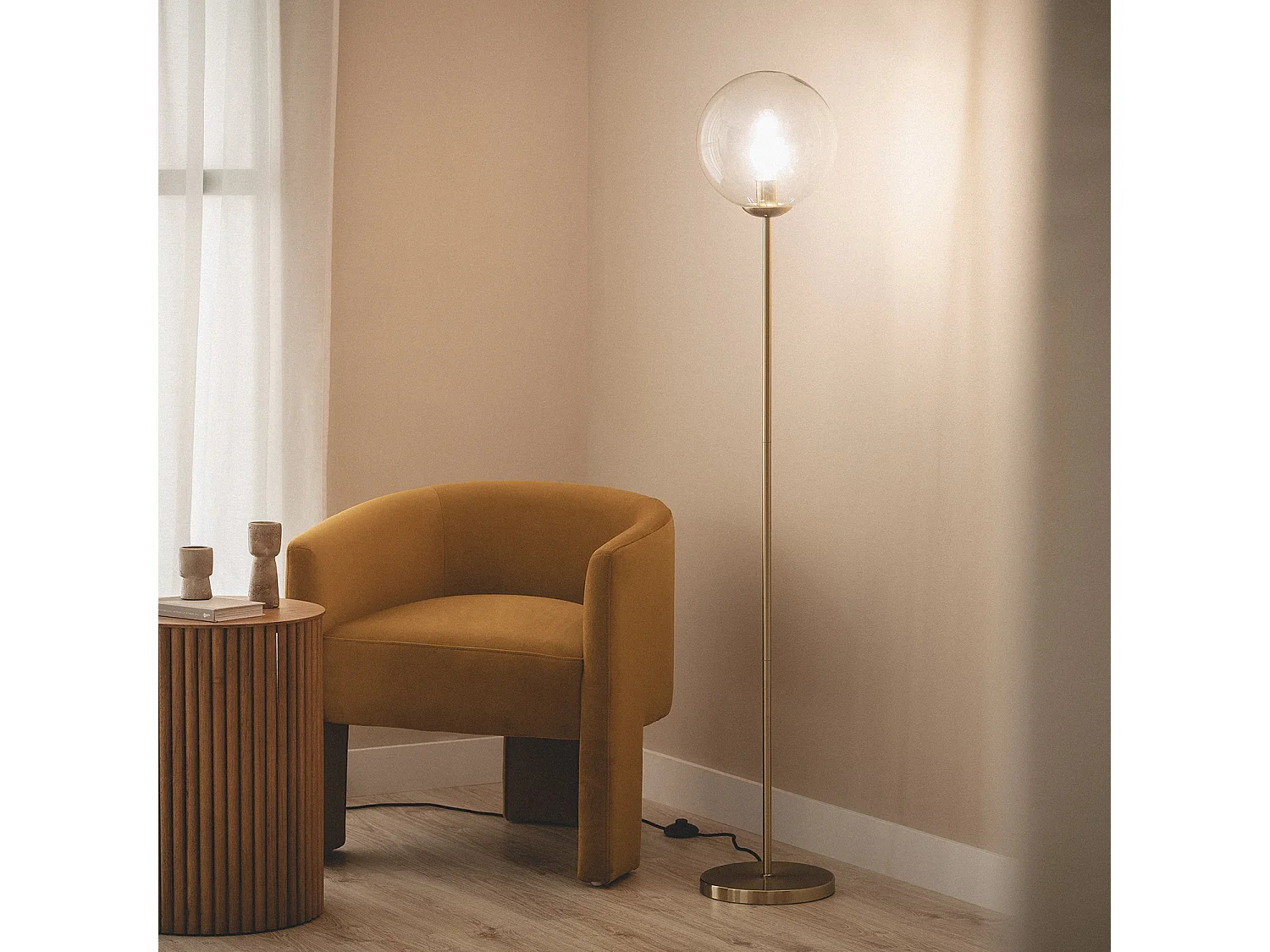 Lampada da Terra Metallo e Vetro Moonlight Clear Trasparente