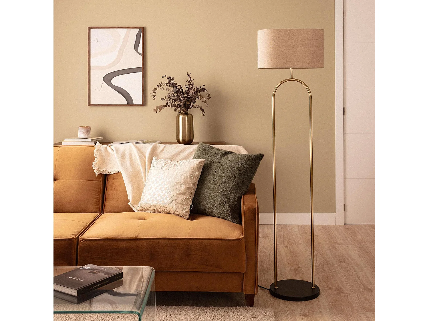 Lámpara de Pie Metal Brilthor Dorado