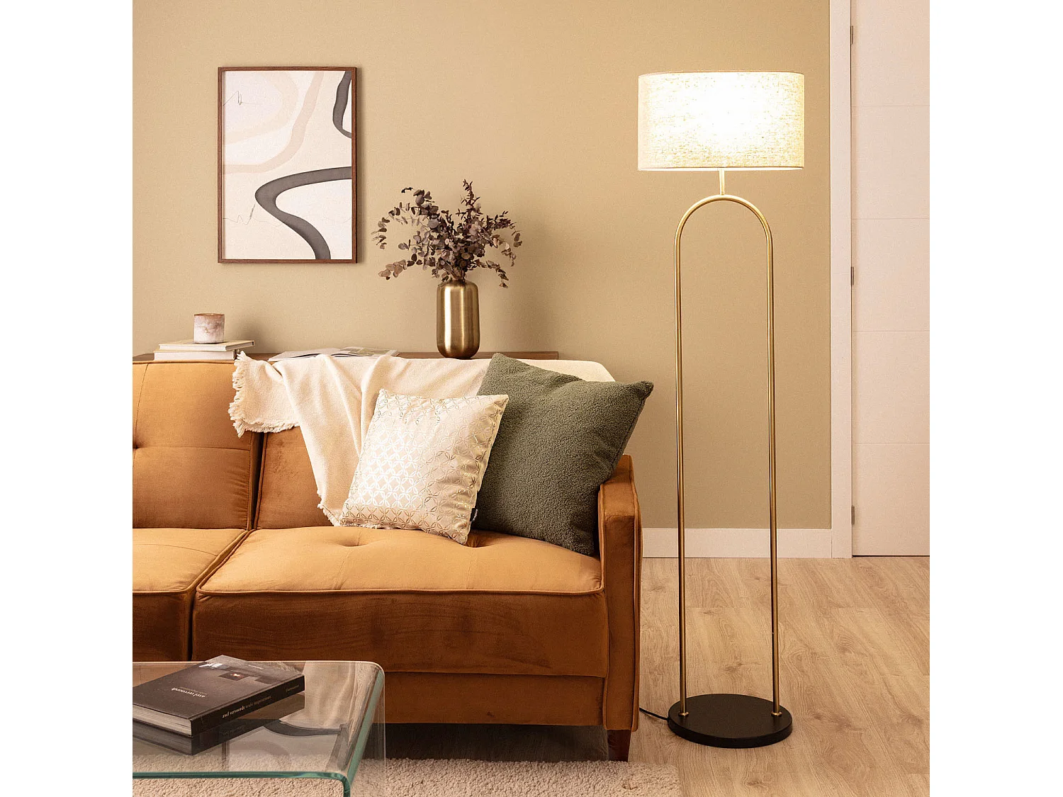 Lámpara de Pie Metal Brilthor Dorado