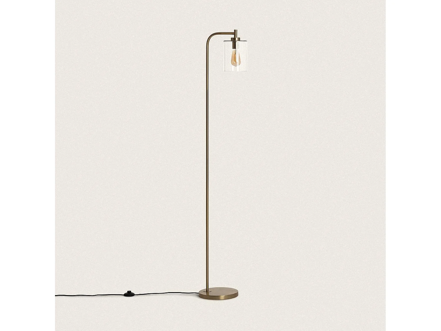 Lámpara de Pie Metal y Cristal Joile Dorado