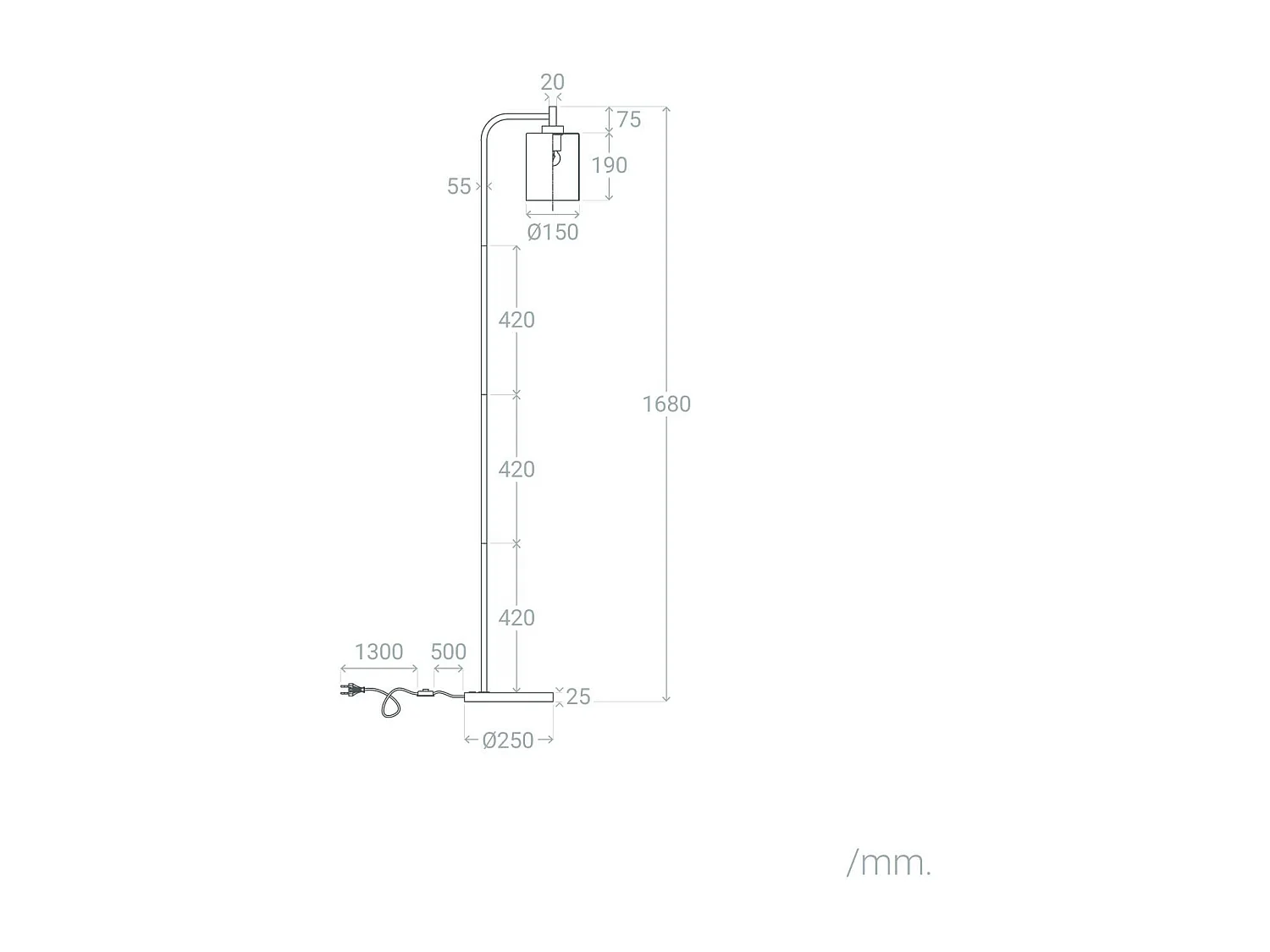 Lámpara de Pie Metal y Cristal Joile Dorado