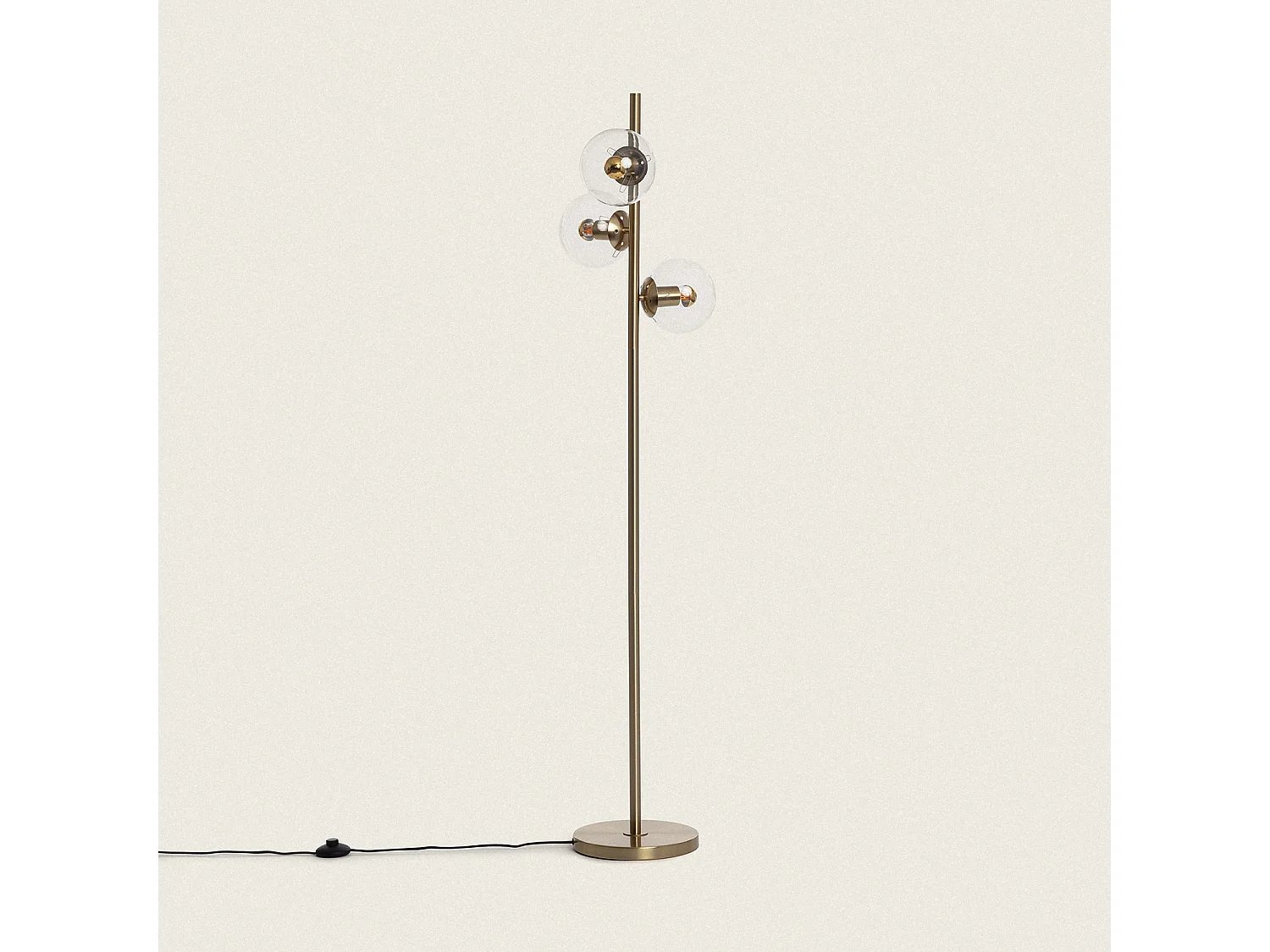 Lampada da Terra Moonlight Metallo Vetro 3 Lampade Trasparente