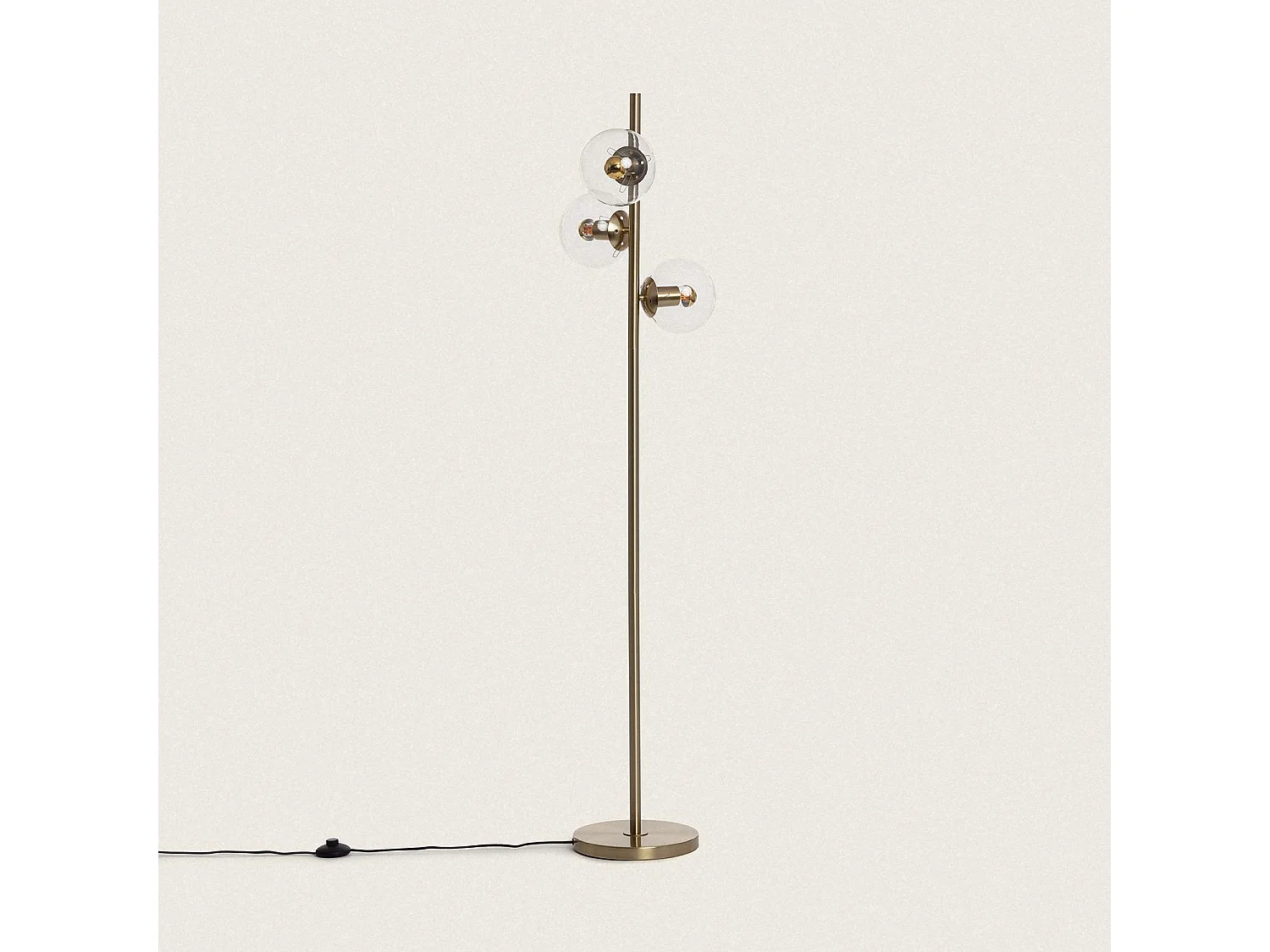 Lampada da Terra Moonlight Metallo Vetro 3 Lampade Trasparente