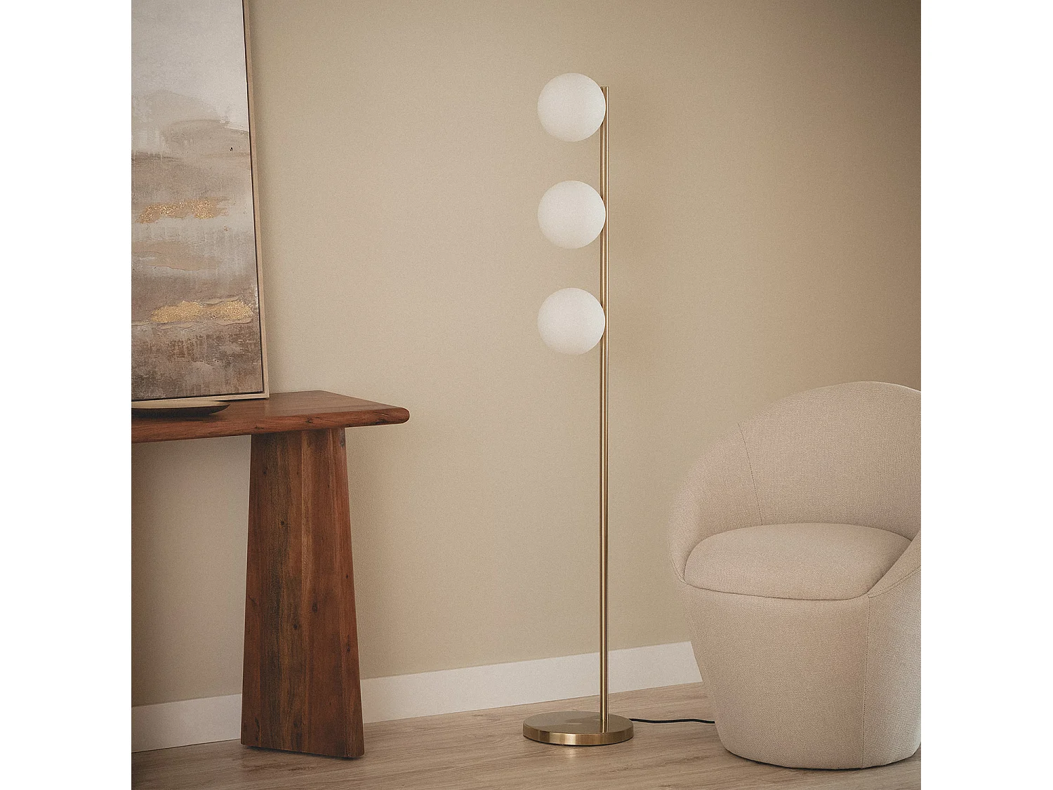 Lampada da terrade Metallo e Vetro Moonlight Brass 3 Lampade Oro