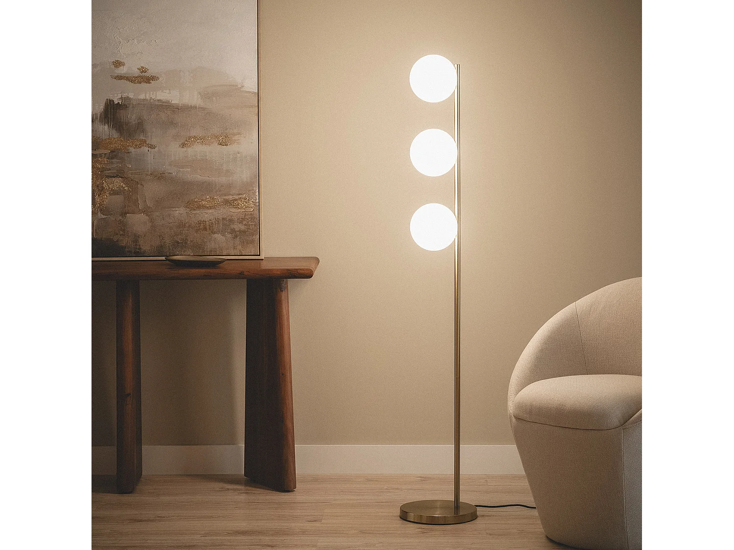 Lampada da terrade Metallo e Vetro Moonlight Brass 3 Lampade Oro