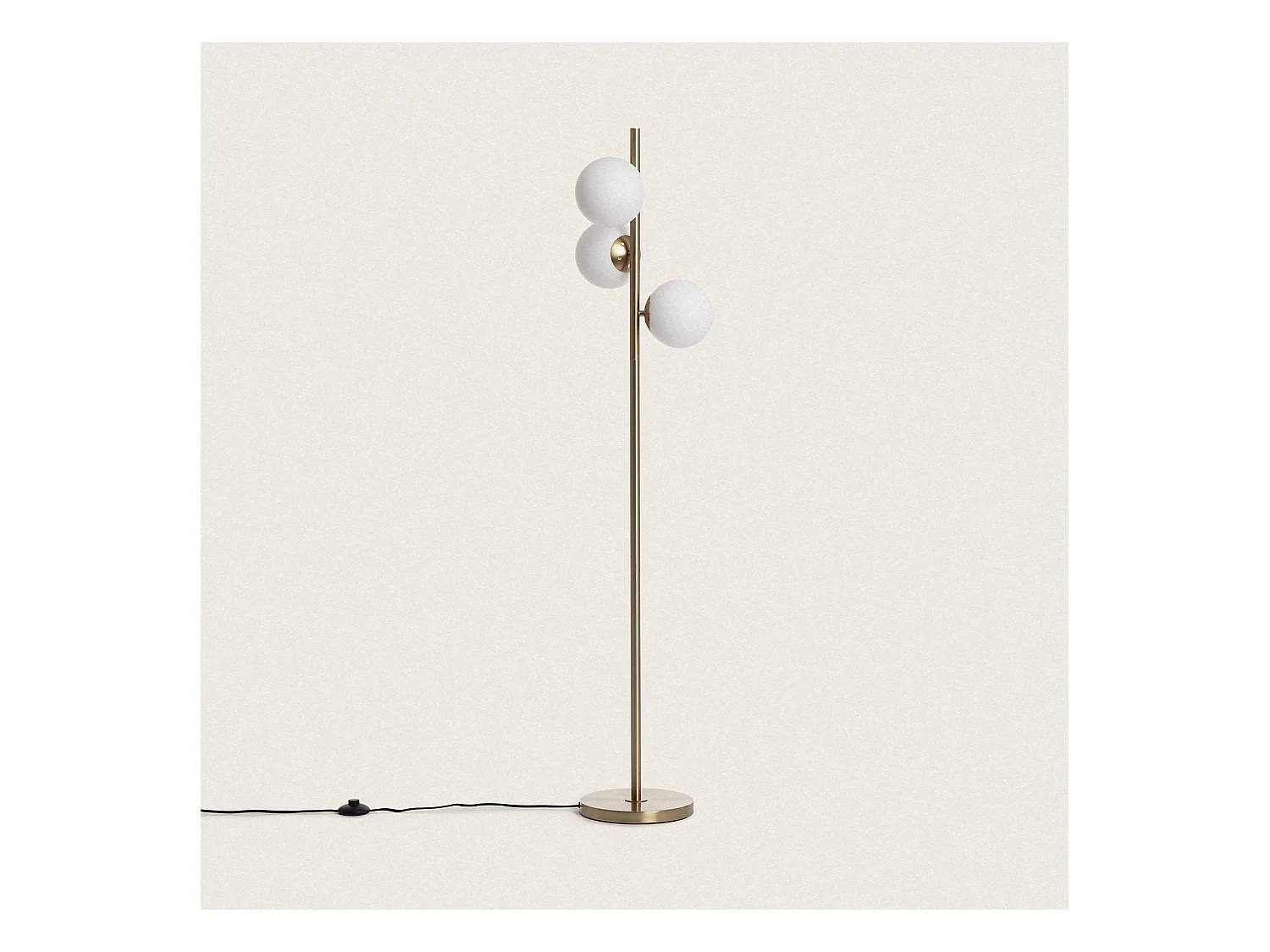 Lampadaire Métal et Verre Moonlight Brass Round 3 Spots Doré