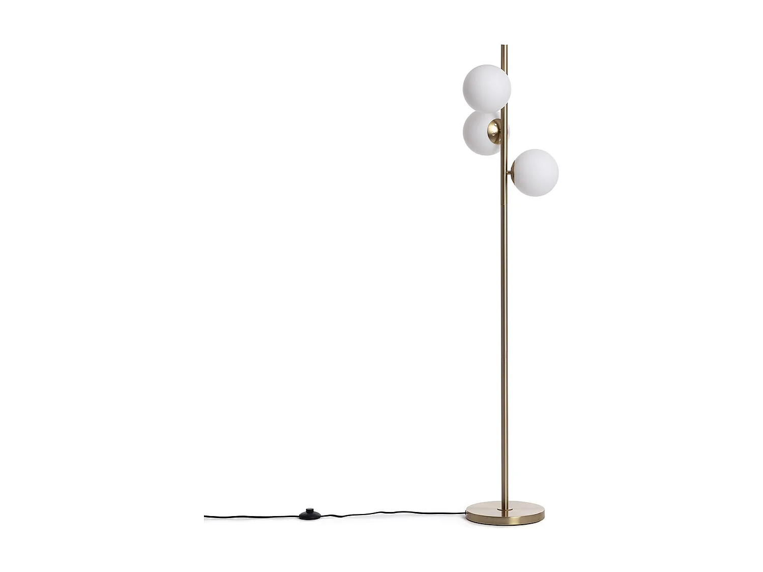 Lampadaire Métal et Verre Moonlight Brass Round 3 Spots Doré