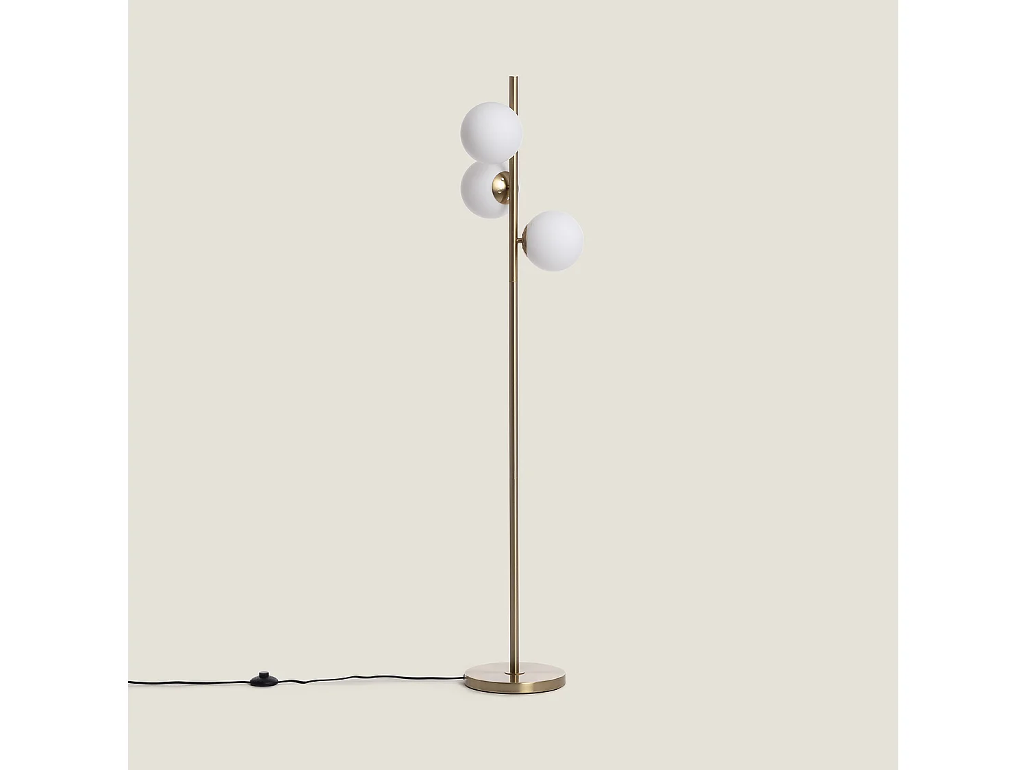 Lampadaire Métal et Verre Moonlight Brass Round 3 Spots Doré