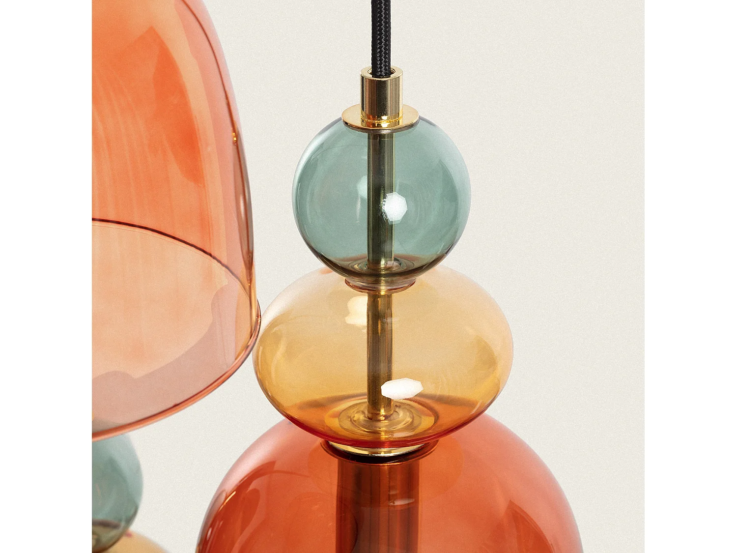 Lampada a Sospensione Metallo e Vetro Tri Baudelaire Rosso