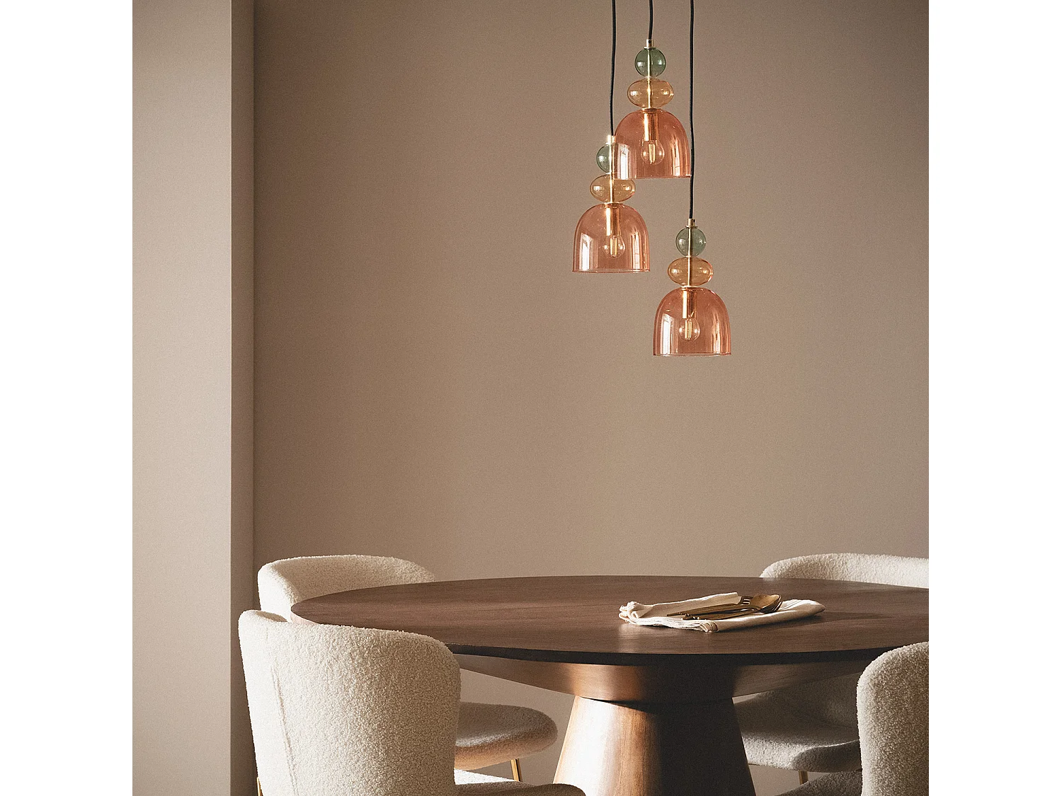 Lampada a Sospensione Metallo e Vetro Tri Baudelaire Rosso