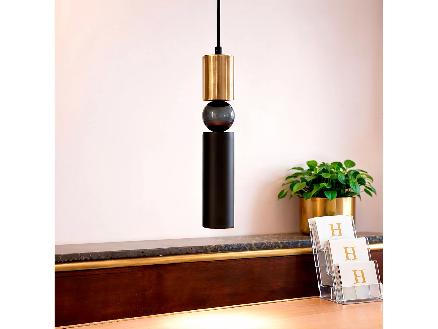 Suspension Métal et Verre Luyo Noir mat