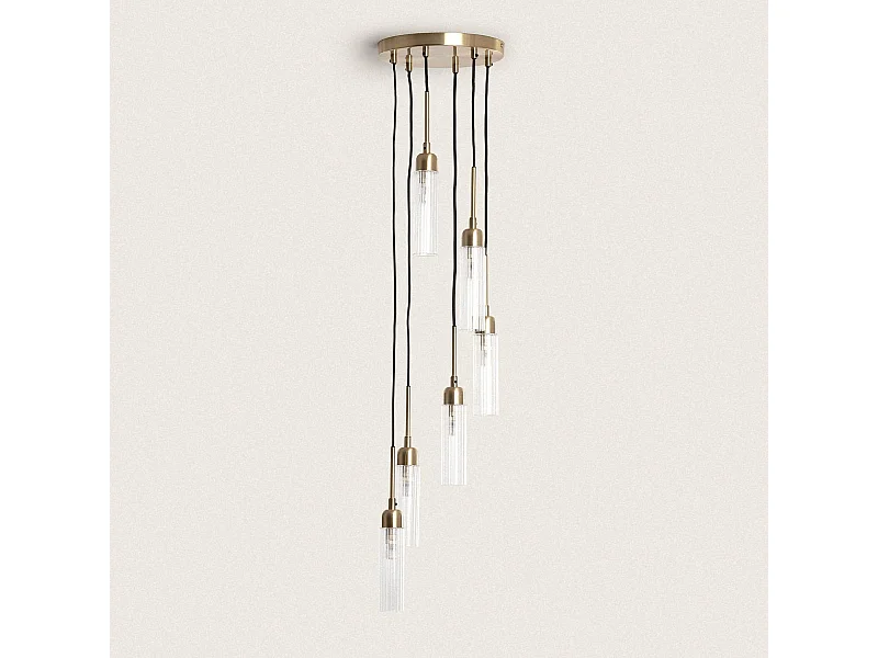 Lámpara Colgante Metal y Cristal Sest Iraide Dorado