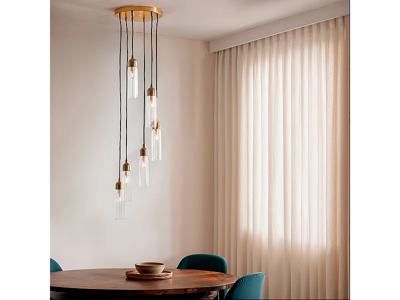 Suspension Métal et Verre Sest Iraide Doré