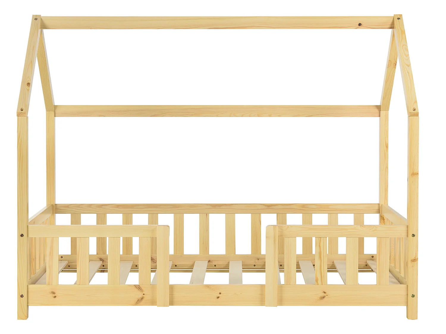 Lit D'enfant Forme Maison Sisimiut Avec Matelas Orthopédique 140X70 Cm Naturel