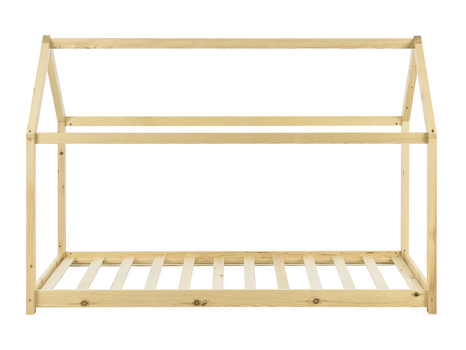 Lit Cabane Forme Maison Netstal Avec Matelas Orthopédique 140 X 70 Cm Naturel