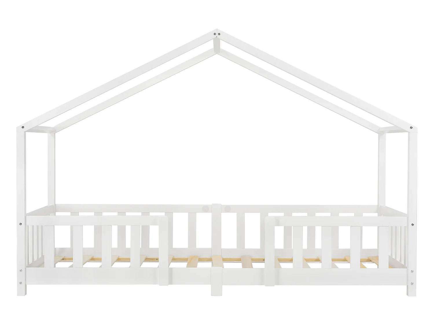 Lit D'enfant Treviolo Forme Maison Avec Matelas À Mousse À Froid 200 X 90 Cm Blanc