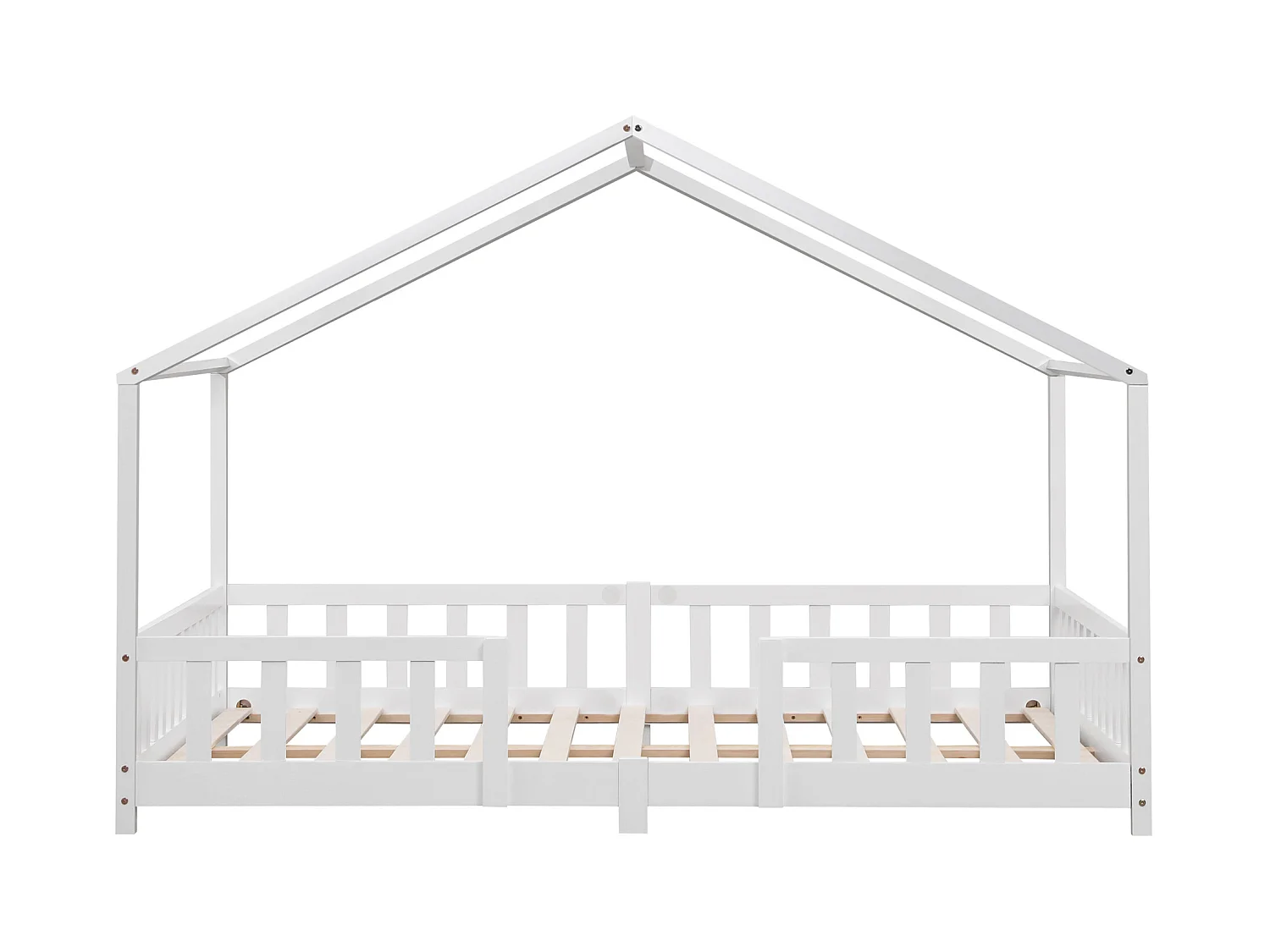 Lit D'enfant Treviolo Forme Maison Avec Matelas À Mousse À Froid 200 X 140 Cm Blanc