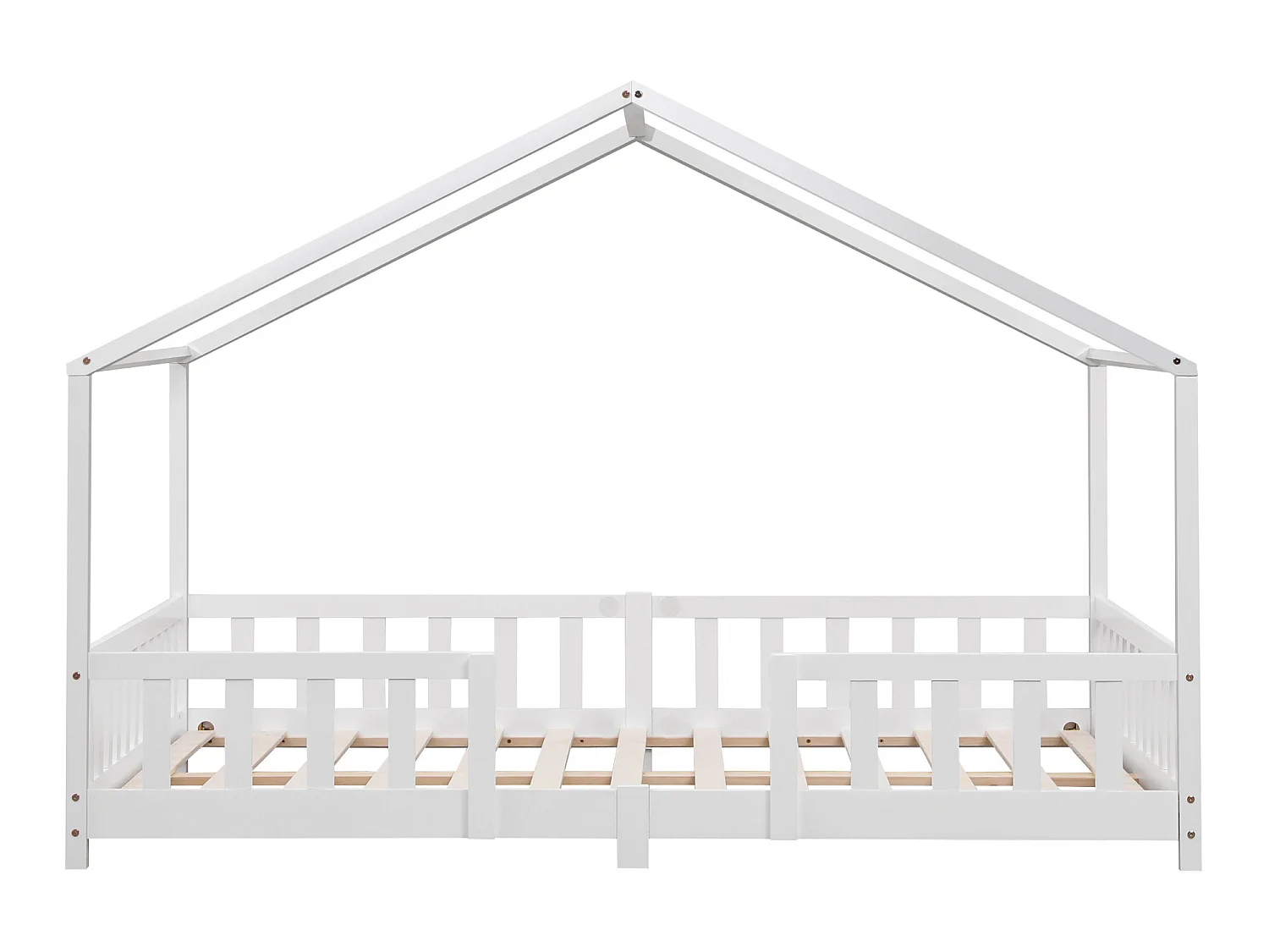 Lit D'enfant Treviolo Forme Maison Avec Matelas À Mousse À Froid 200 X 140 Cm Blanc