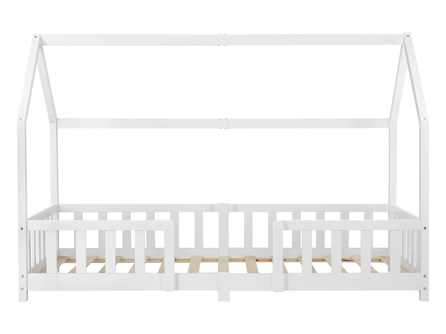 Lit D'enfant Forme Maison Sisimiut Avec Matelas À Mousse À Froid 200X90 Cm Blanc