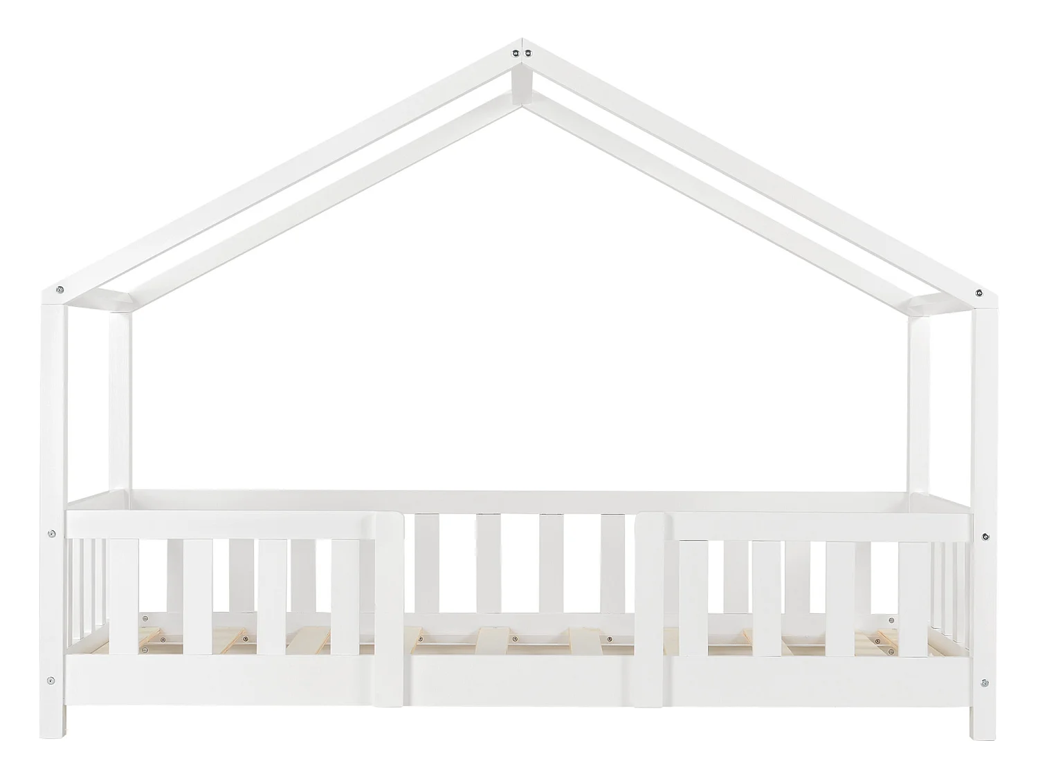 Lit D'enfant Treviolo Forme Maison Avec Matelas Orthopédique 140 X 70 Cm Blanc