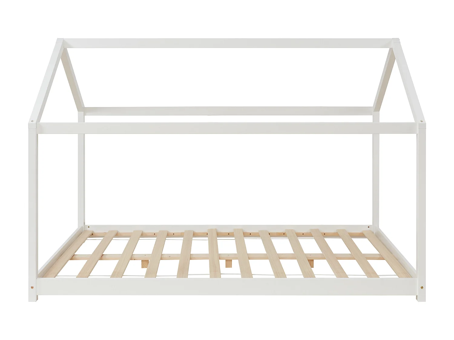 Lit D'enfant Forme Maison Cerro Avec Matelas Mousse À Froid 120 X 200 Cm Blanc