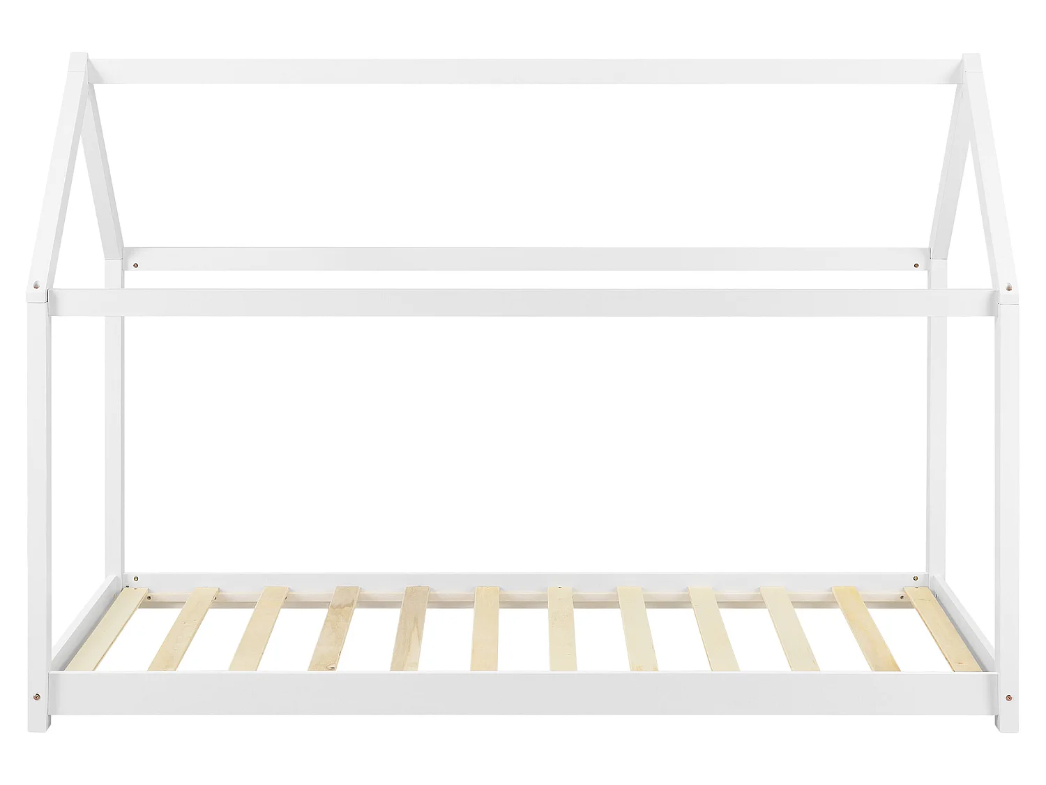 Lit Cabane Forme Maison Netstal Avec Matelas Orthopédique 140 X 70 Cm Blanc [en.casa]