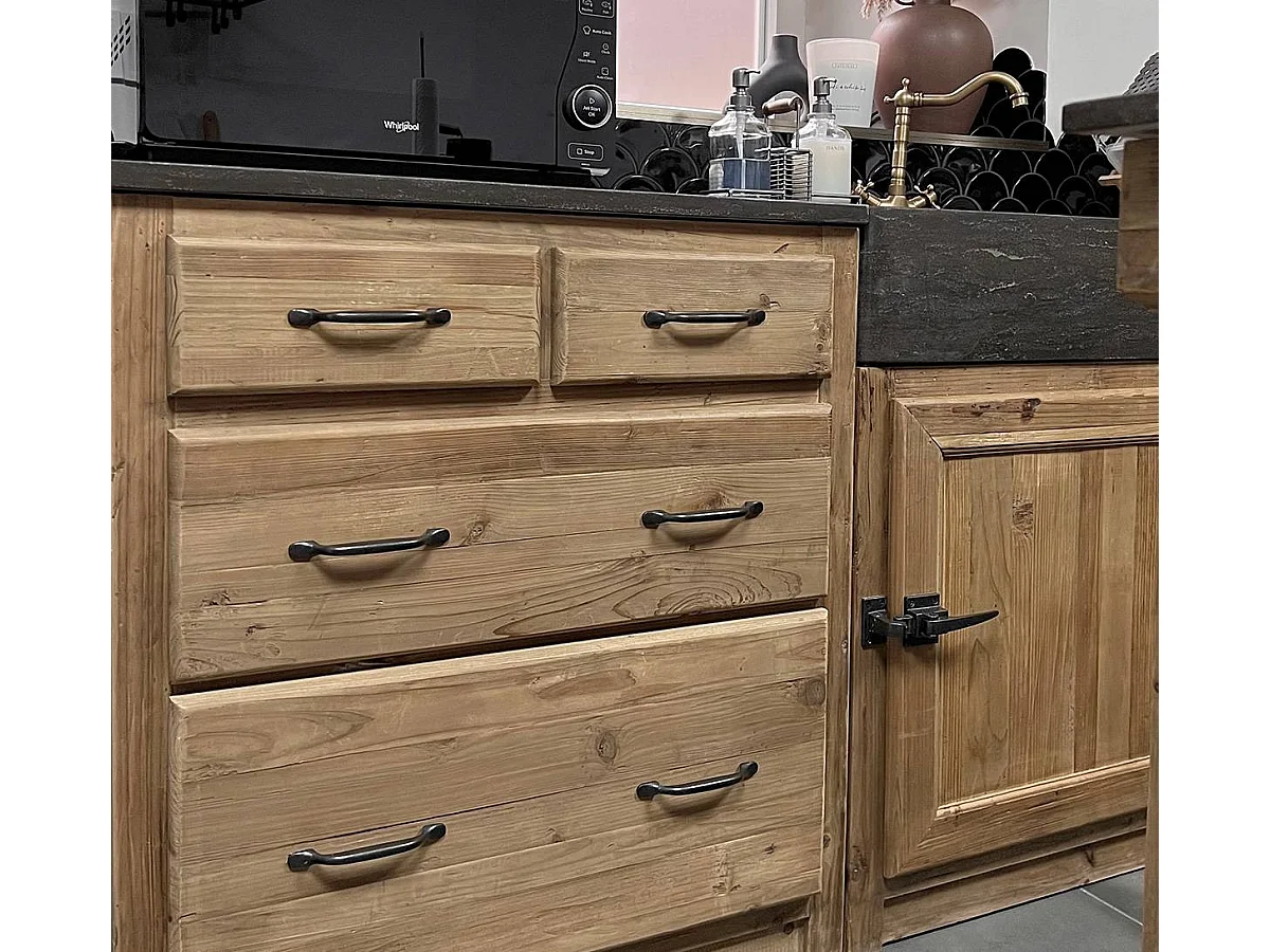 Meuble bas de cuisine 4 tiroirs - Champêtre