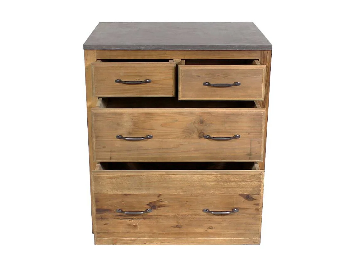 Meuble bas de cuisine 4 tiroirs - Champêtre