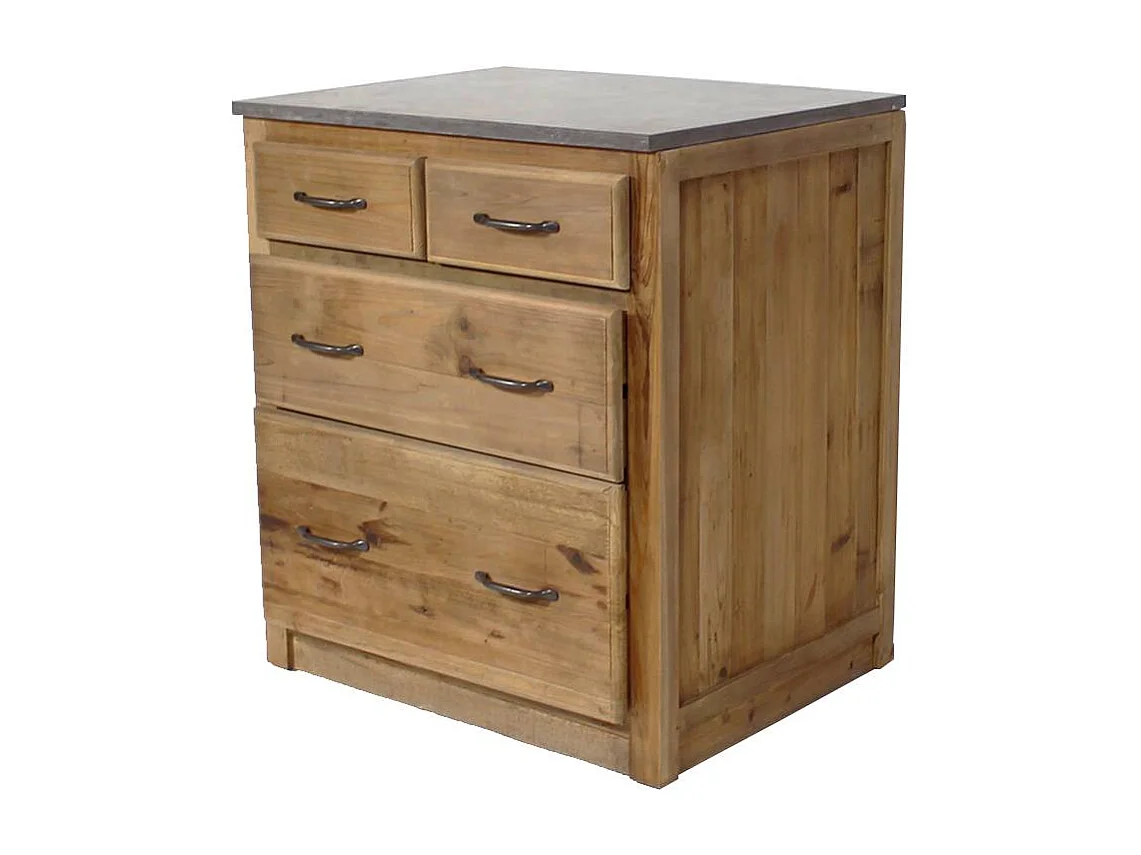 Meuble bas de cuisine 4 tiroirs - Champêtre