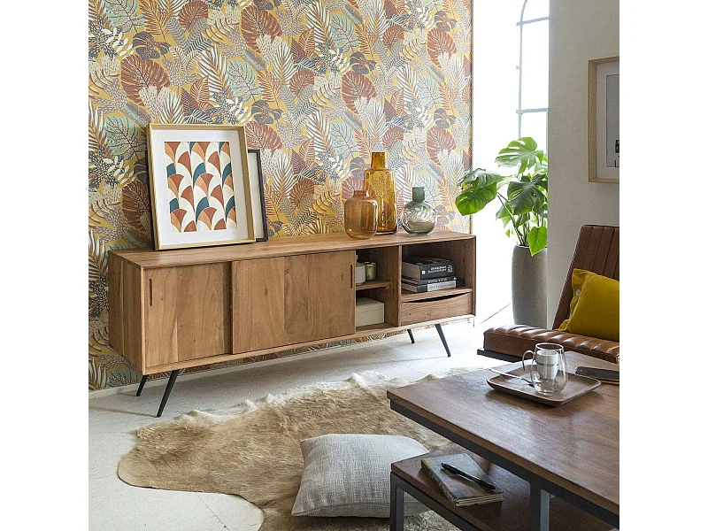 Meuble TV en bois d'acacia Sara