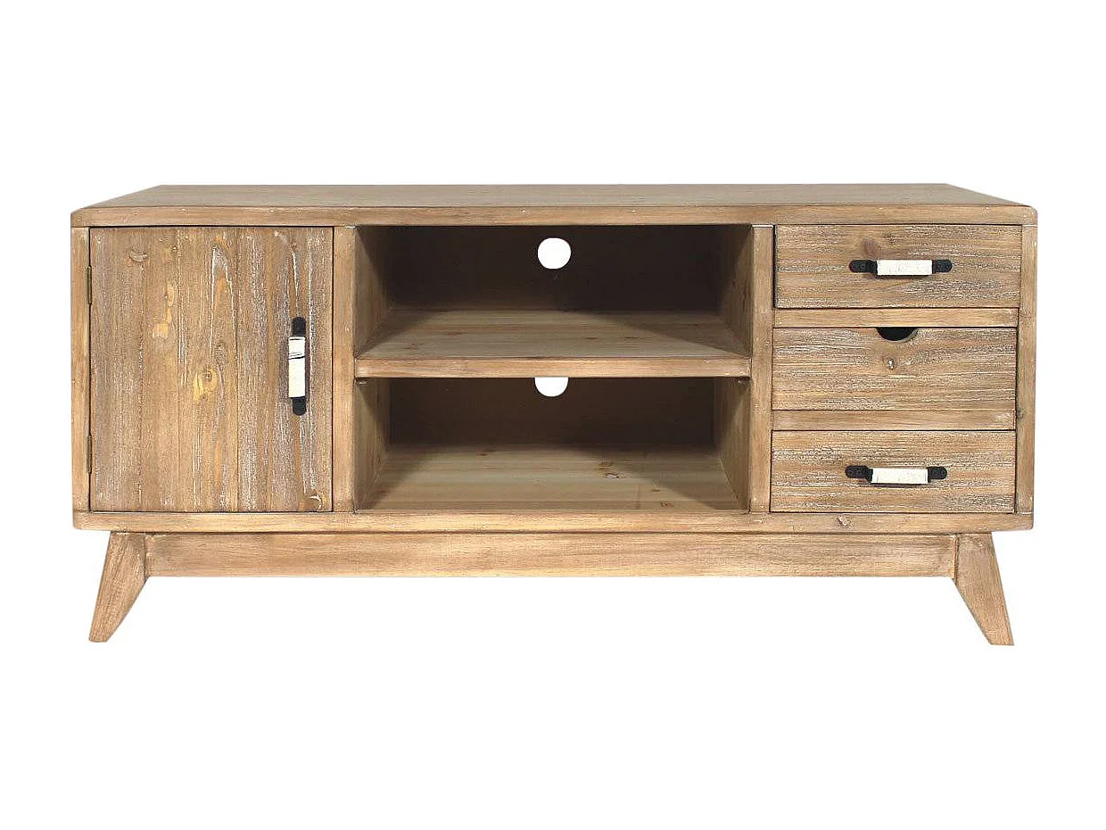 Meuble TV en bois de sapin 112 cm Natural