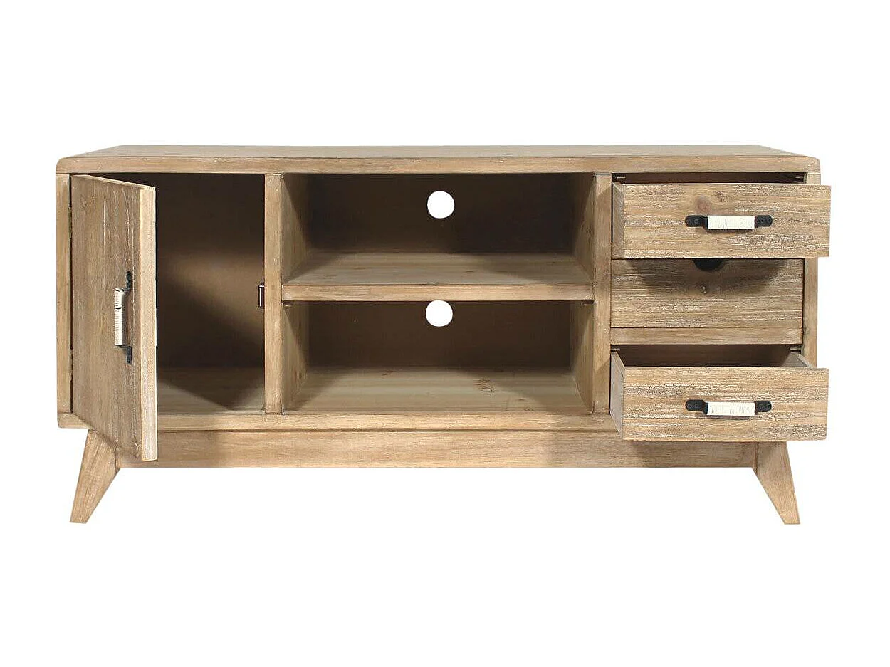 Meuble TV en bois de sapin 112 cm Natural