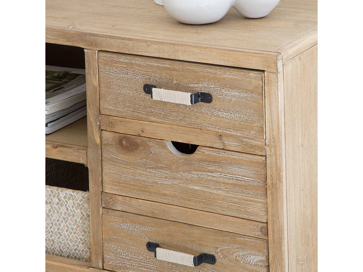 Meuble TV en bois de sapin 112 cm Natural