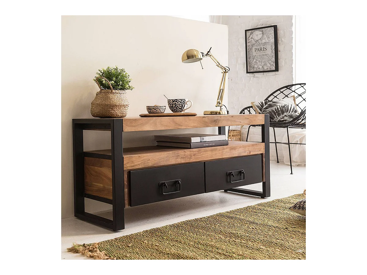 Meuble TV en bois d'acacia 112 cm Havana
