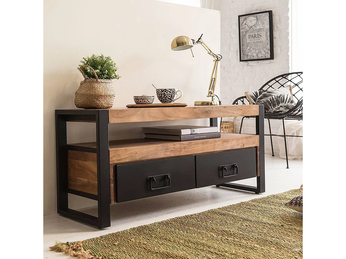 Meuble TV en bois d'acacia 112 cm Havana