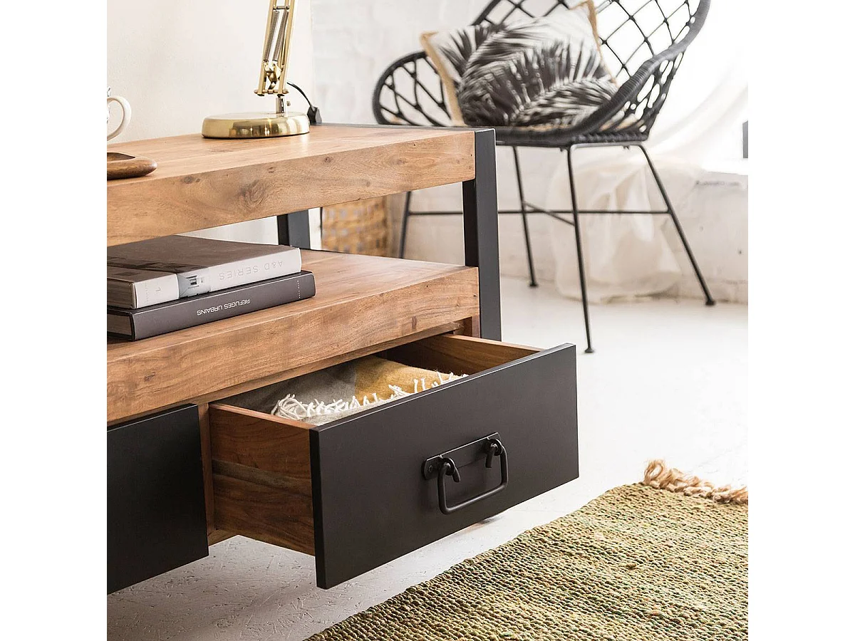 Meuble TV en bois d'acacia 112 cm Havana